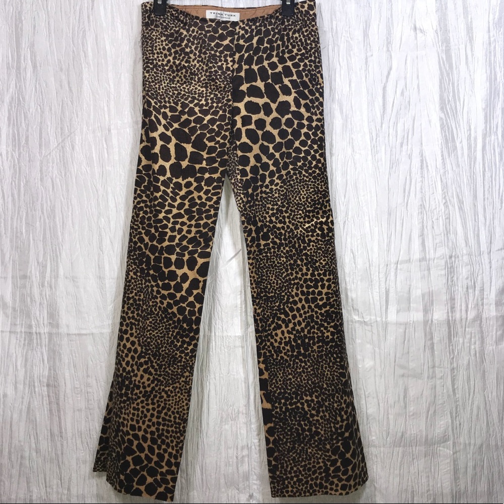 Trina Turk Giraffe Print Corduroy Flare Leg pants